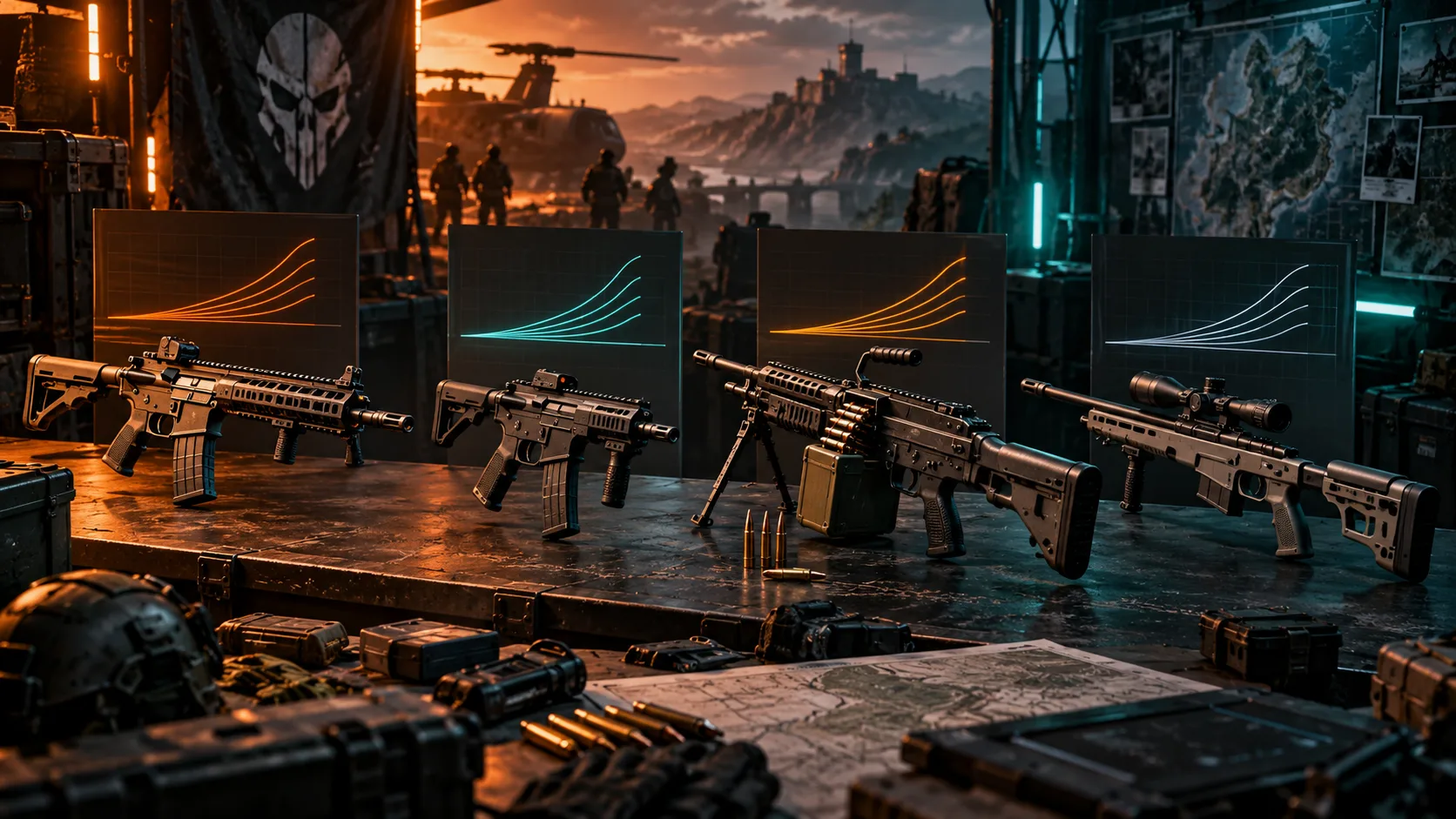 Ilustrasi M7, Skorp, RPK, dan Hawk Free Fire OB55: Mana yang Cocok dengan Gaya Mainmu?