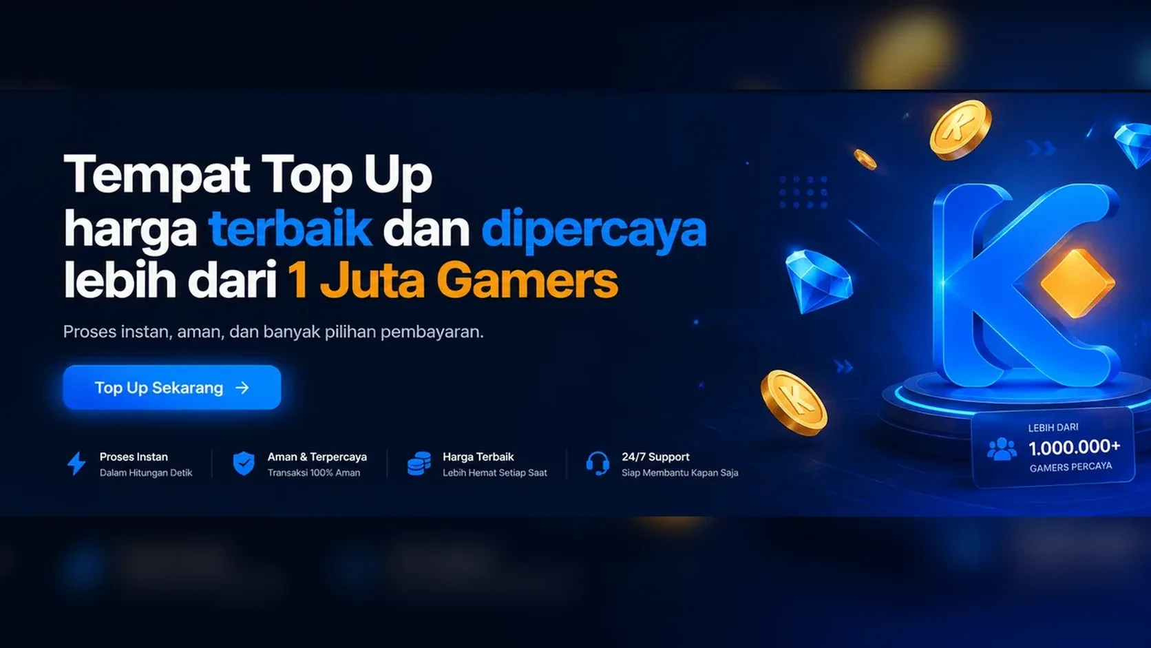 Tempat top up harga terbaik dan dipercaya lebih dari 1 juta gamers