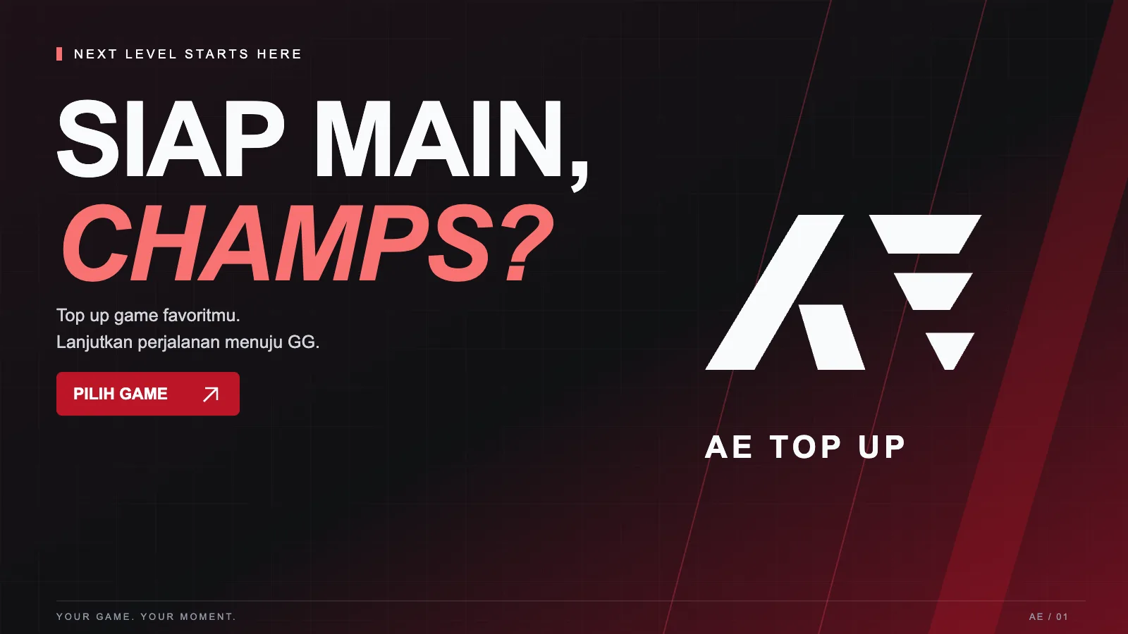 Siap Main, Champs? AE Top Up — pilih game favoritmu.